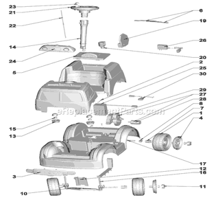 Page A Diagram and Parts List for M1349  Power Wheels Ride-On Cars